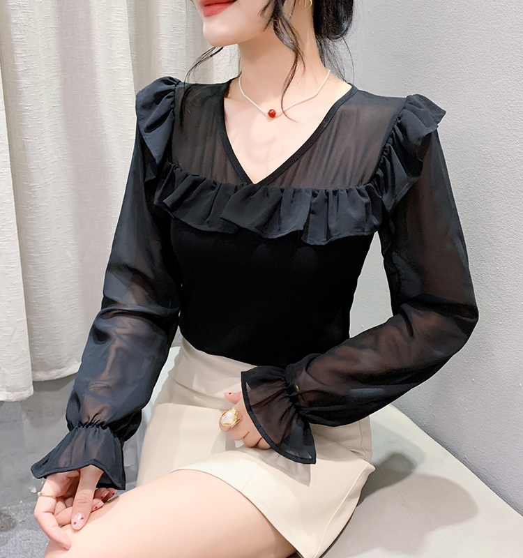 Lantern sleeve doll collar small shirt all-match tops