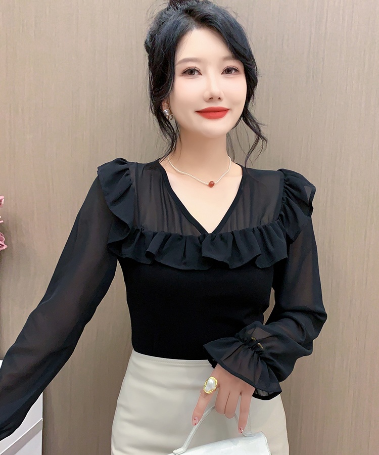 Lantern sleeve doll collar small shirt all-match tops