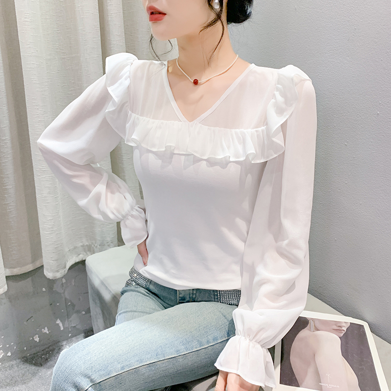 Lantern sleeve doll collar small shirt all-match tops