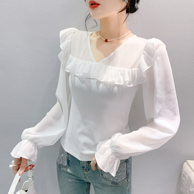 Lantern sleeve doll collar small shirt all-match tops