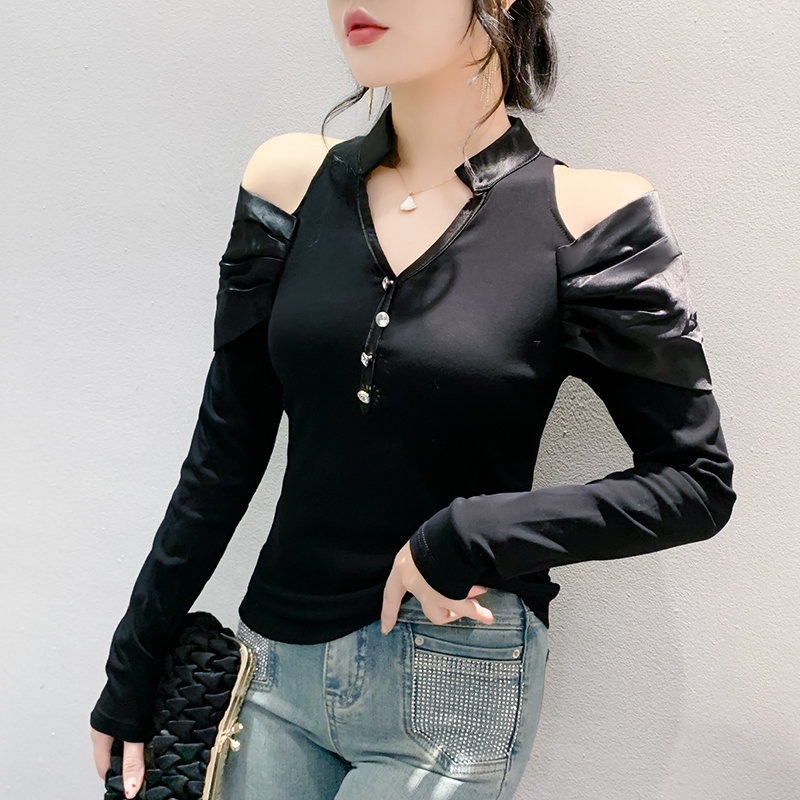 Unique strapless tops autumn bottoming shirt for women