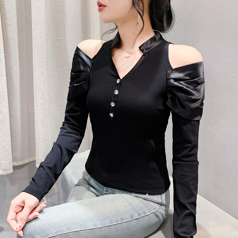 Unique strapless tops autumn bottoming shirt for women