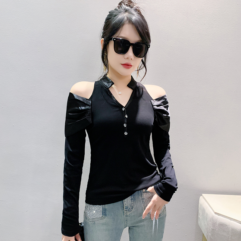 Unique strapless tops autumn bottoming shirt for women