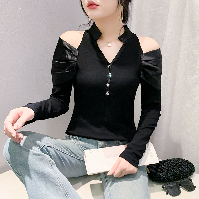 Unique strapless tops autumn bottoming shirt for women