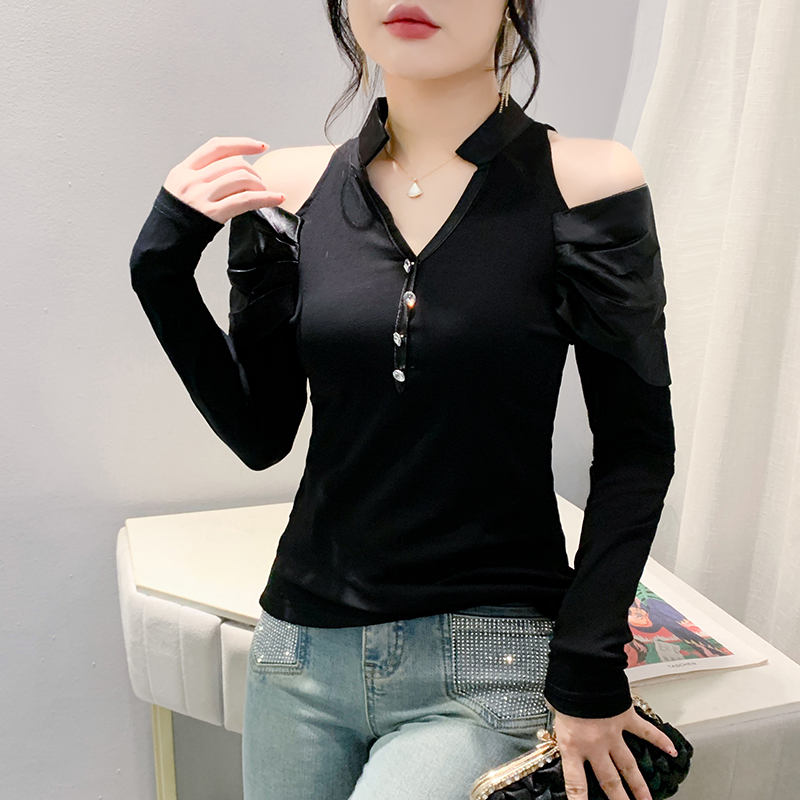 Unique strapless tops autumn bottoming shirt for women