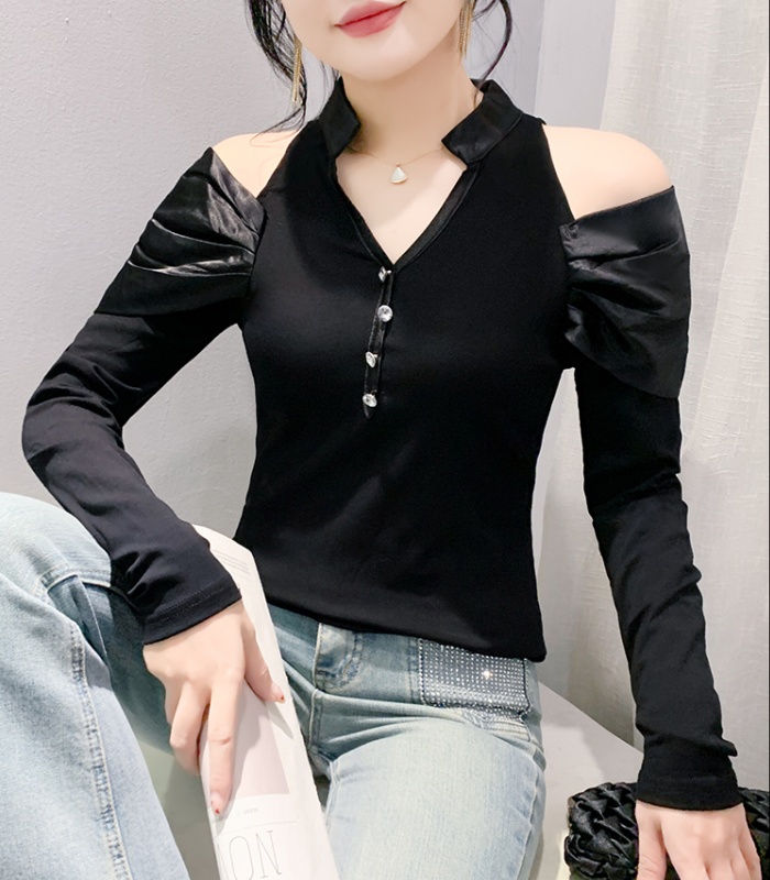 Unique strapless tops autumn bottoming shirt for women