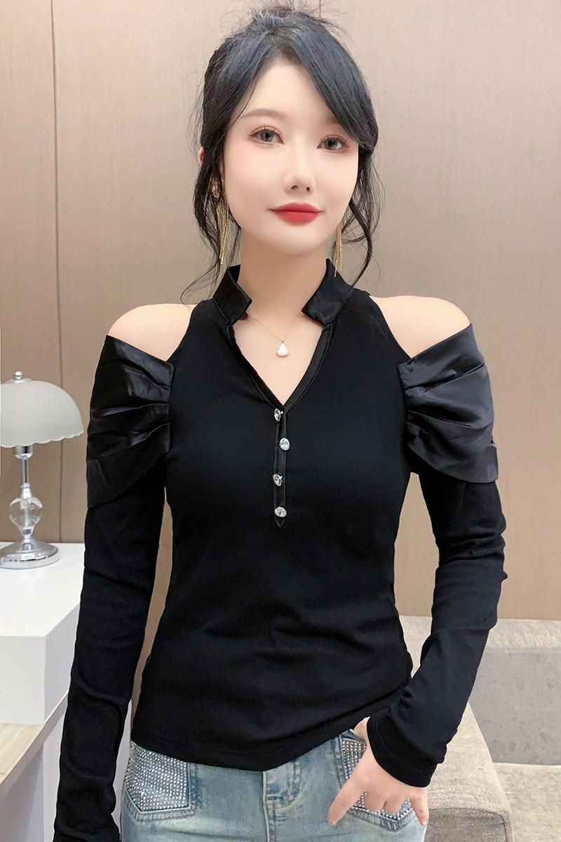 Unique strapless tops autumn bottoming shirt for women