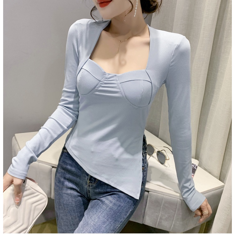 Western style slim tops long sleeve T-shirt for women