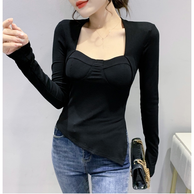 Western style slim tops long sleeve T-shirt for women