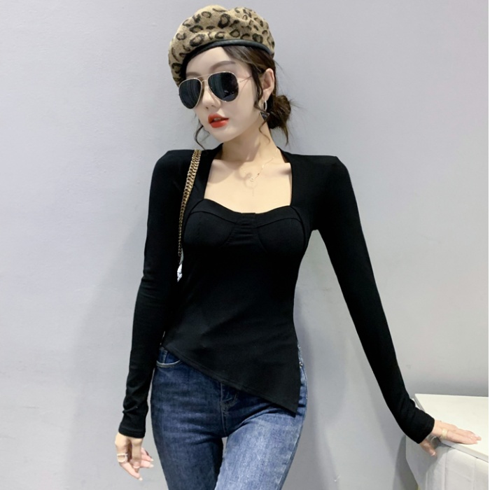 Western style slim tops long sleeve T-shirt for women