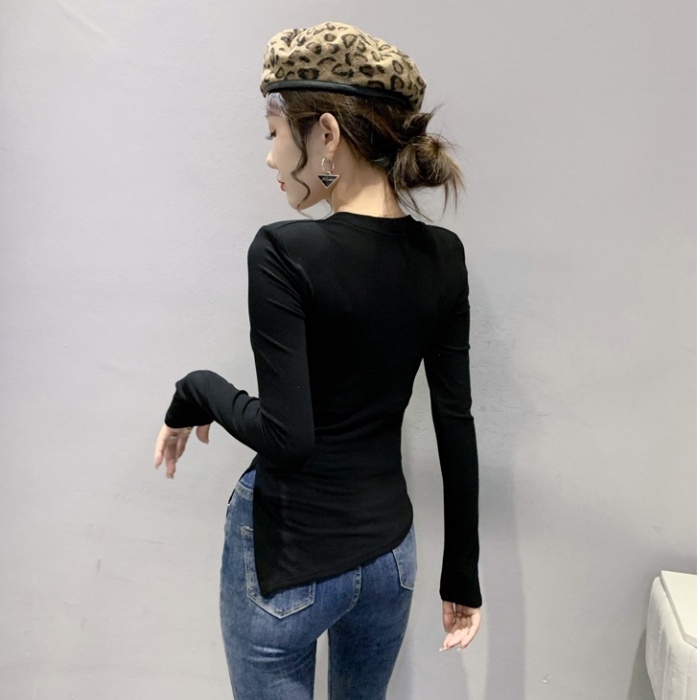 Western style slim tops long sleeve T-shirt for women