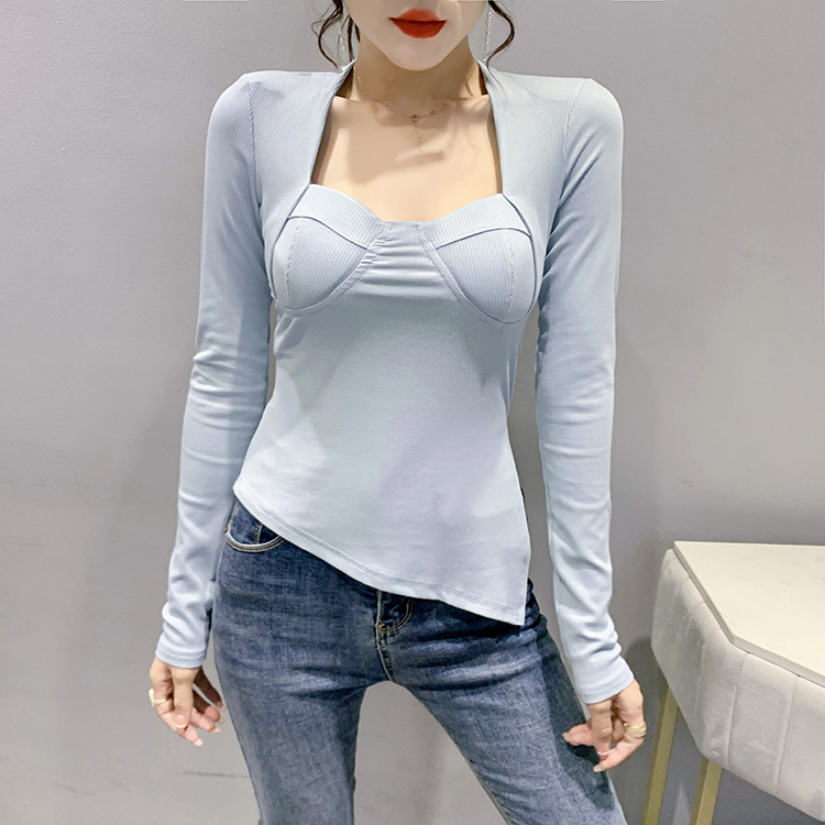 Western style slim tops long sleeve T-shirt for women