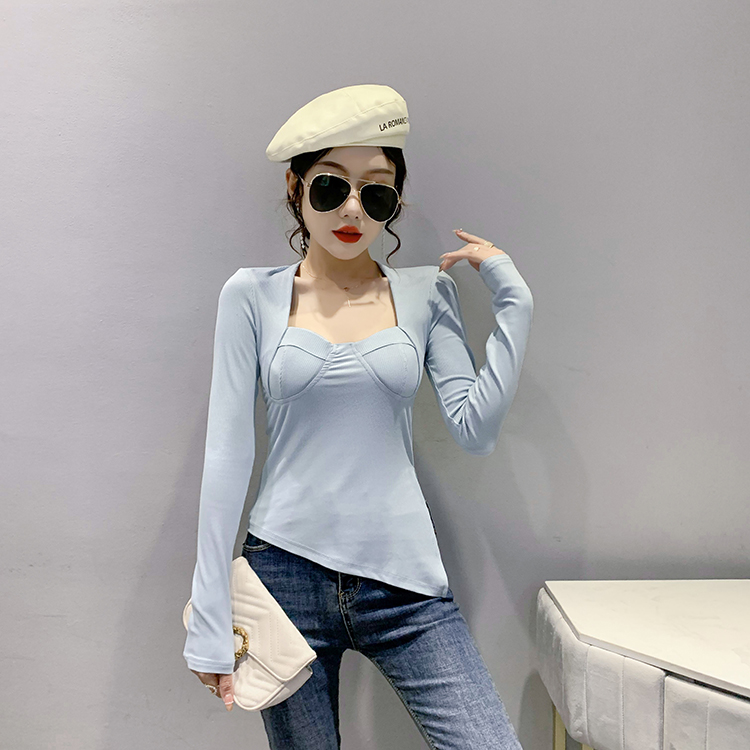 Western style slim tops long sleeve T-shirt for women