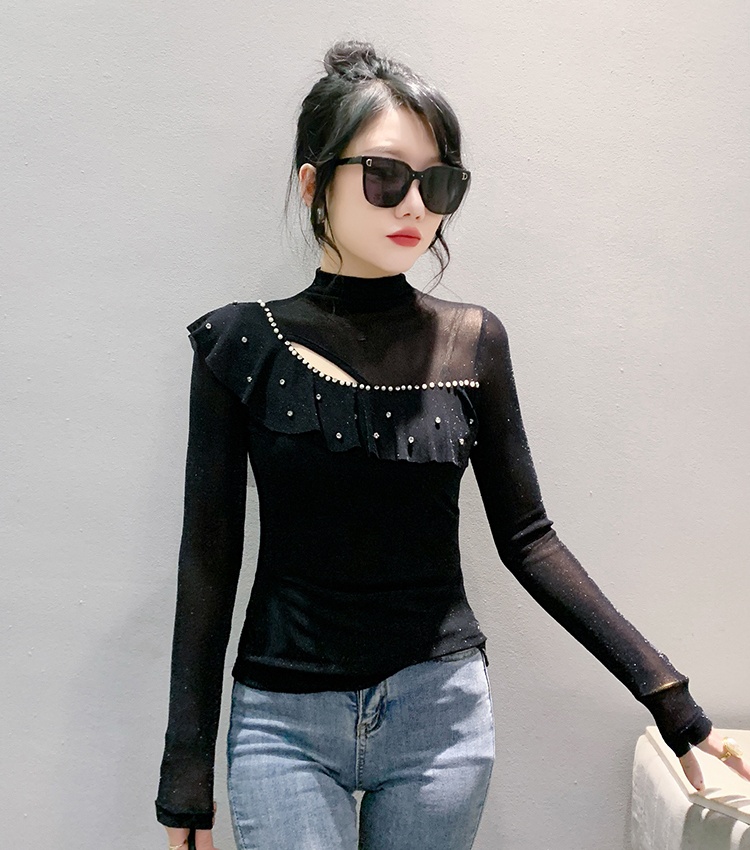 Korean style autumn bottoming tops fashion slim T-shirt