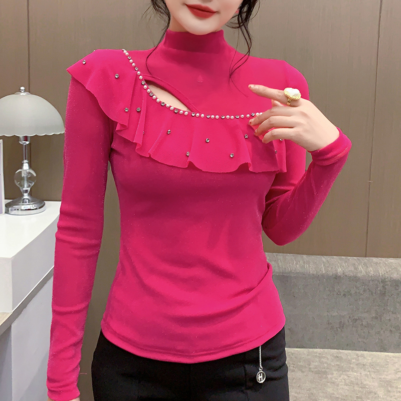 Korean style autumn bottoming tops fashion slim T-shirt