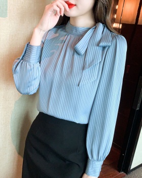 Temperament large yard shirt bow tops for women