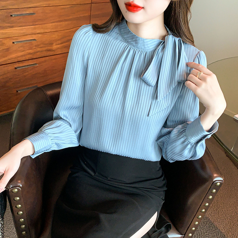 Temperament large yard shirt bow tops for women