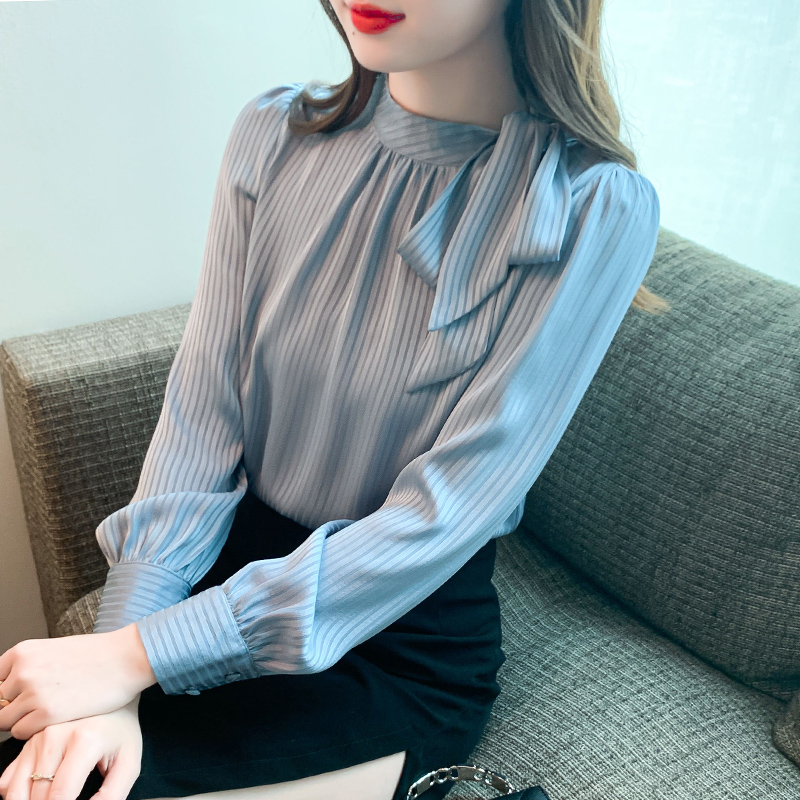 Temperament large yard shirt bow tops for women