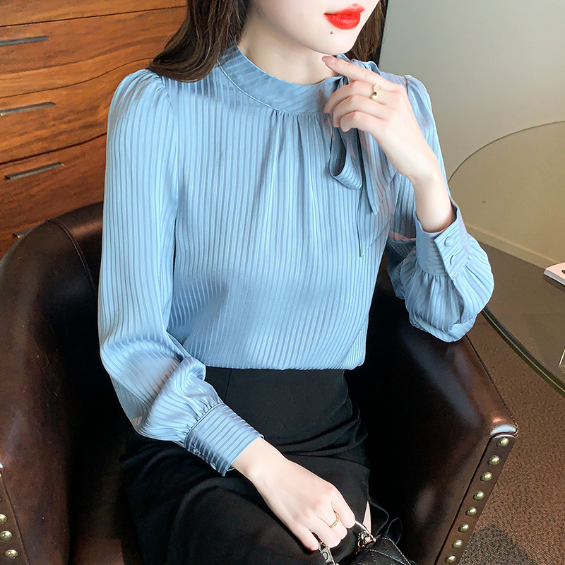 Temperament large yard shirt bow tops for women