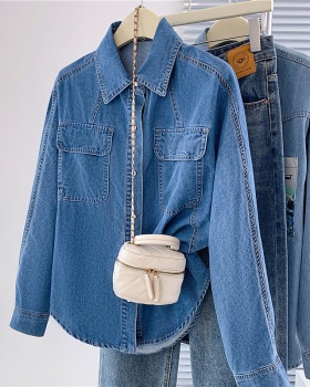 Loose denim shirt unique long sleeve tops for women