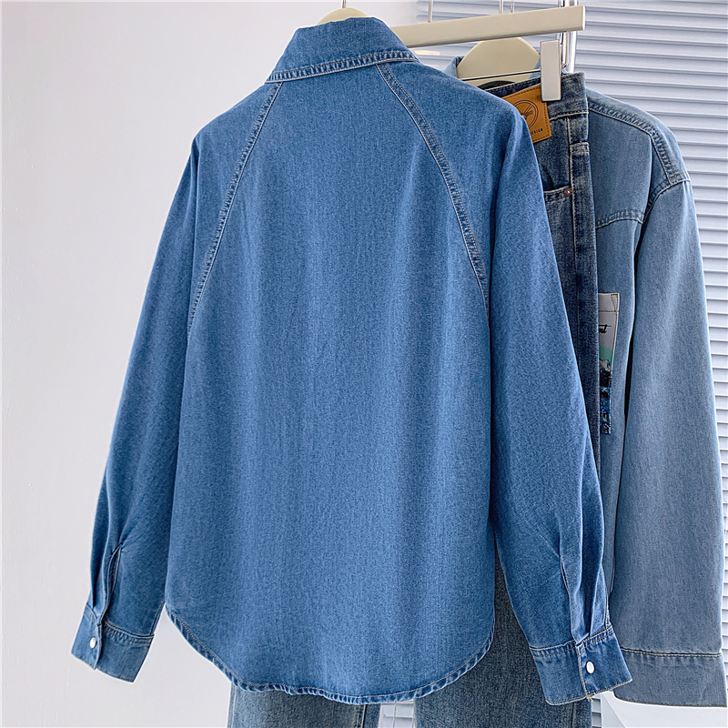 Loose denim shirt unique long sleeve tops for women