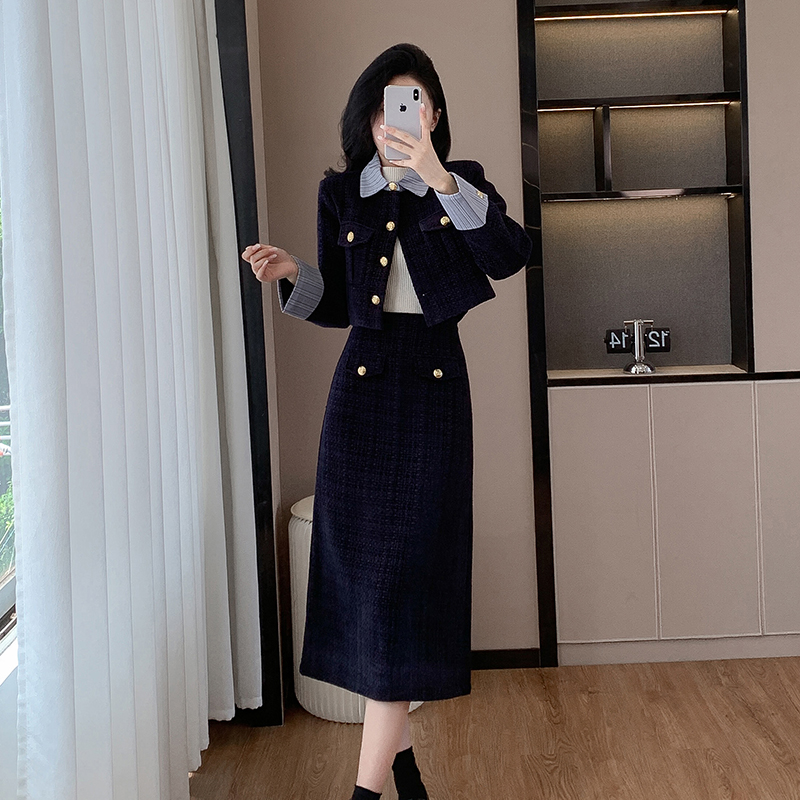 A-line skirt chanelstyle jacket 2pcs set