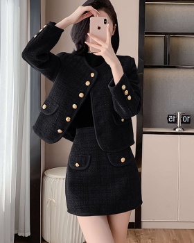 Coarse flower jacket autumn and winter skirt a set for women