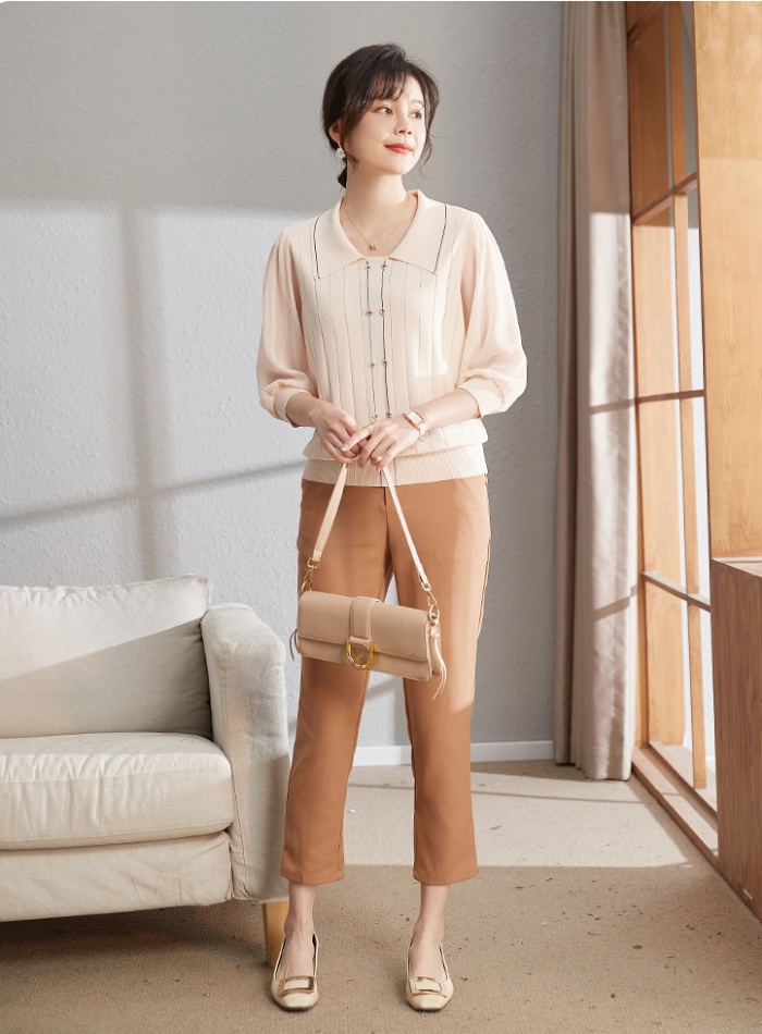 Middle-aged small shirt autumn and winter tops for women