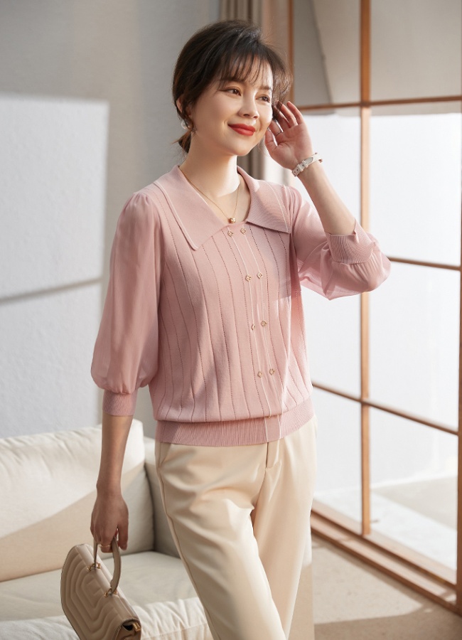 Middle-aged small shirt autumn and winter tops for women