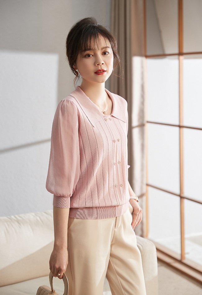 Middle-aged small shirt autumn and winter tops for women