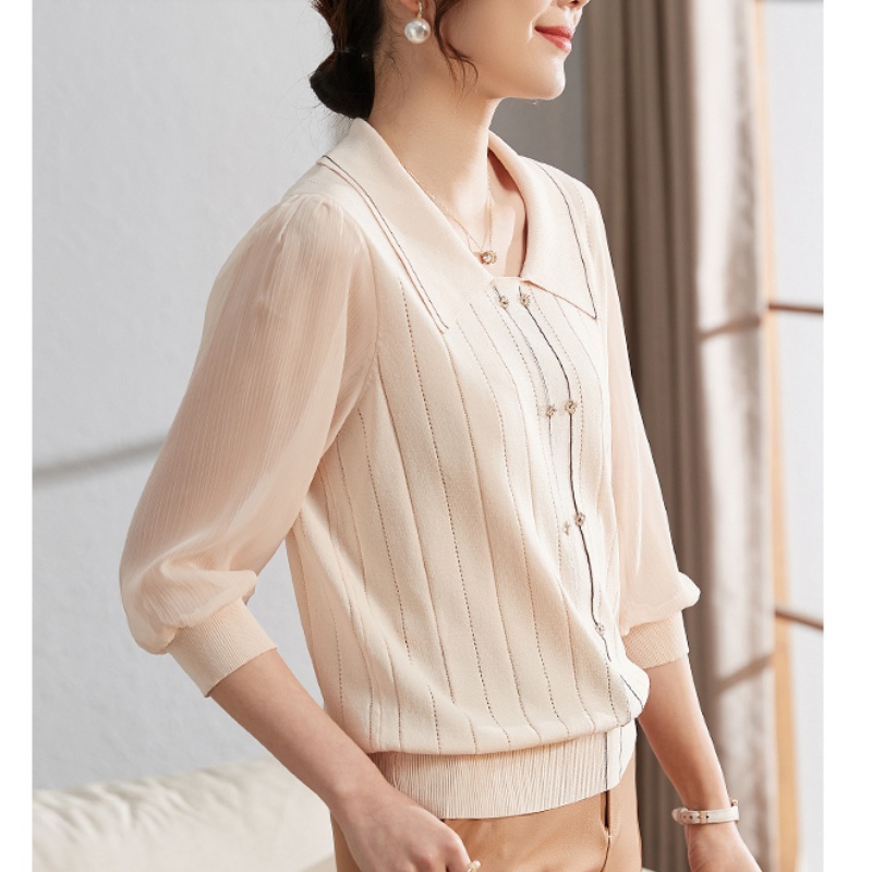 Middle-aged small shirt autumn and winter tops for women