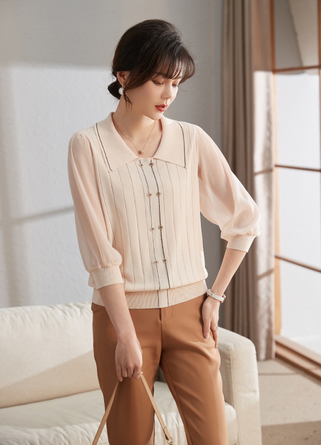 Middle-aged small shirt autumn and winter tops for women