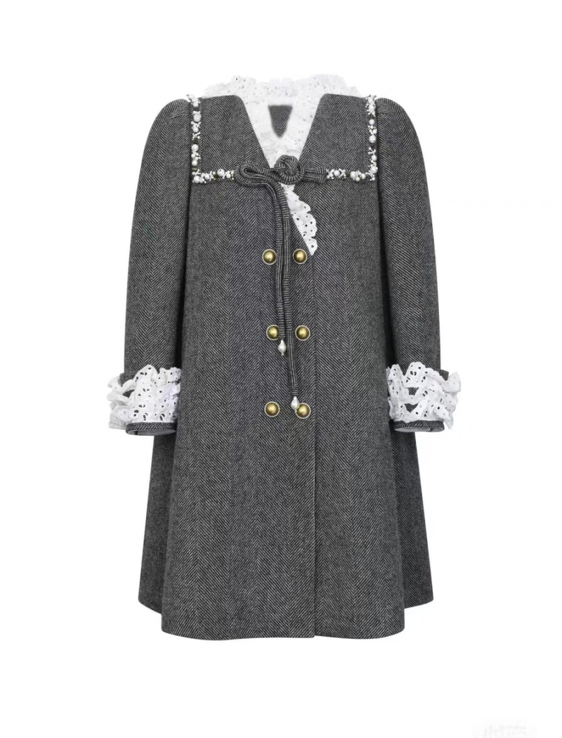 Court style woolen overcoat autumn and winter coat for women