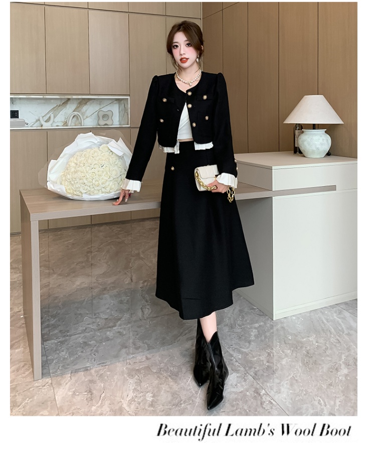 France style autumn coat slim ladies skirt 2pcs set