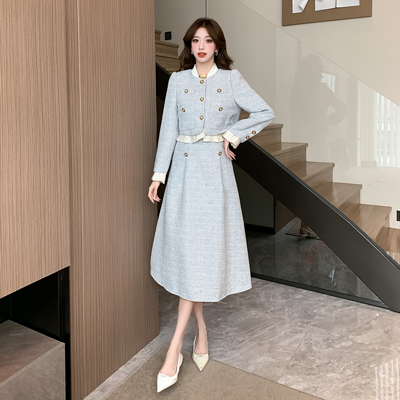 France style autumn coat slim ladies skirt 2pcs set