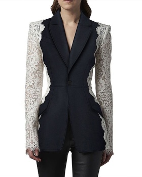 Slim European style lace business suit fashion splice coat