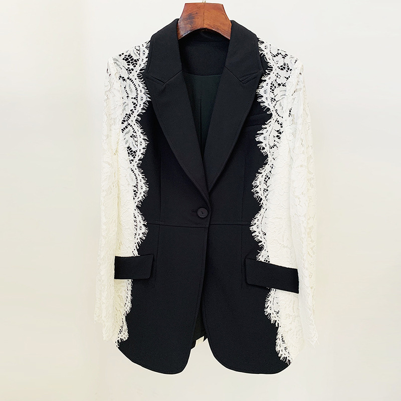 Slim European style lace business suit fashion splice coat