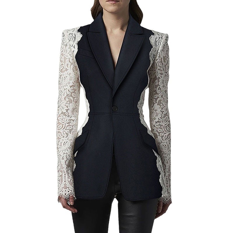 Slim European style lace business suit fashion splice coat