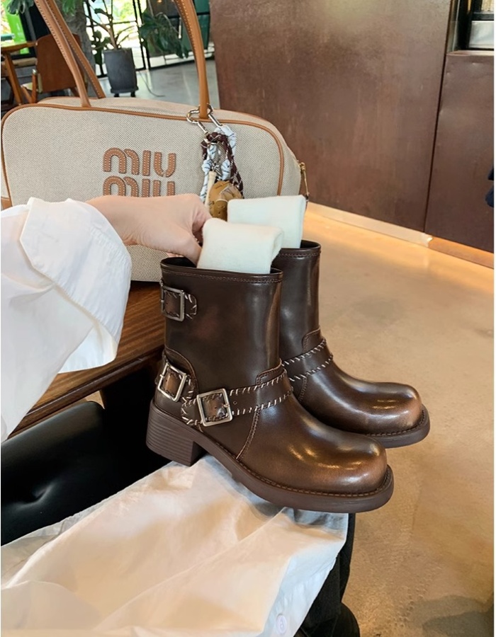 Thick low cylinder women's boots cool winter boots