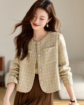 Coarse flower short temperament retro colors coat for women