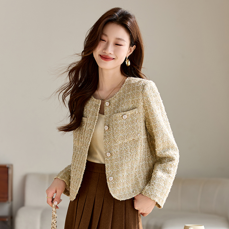 Coarse flower short temperament retro colors coat for women