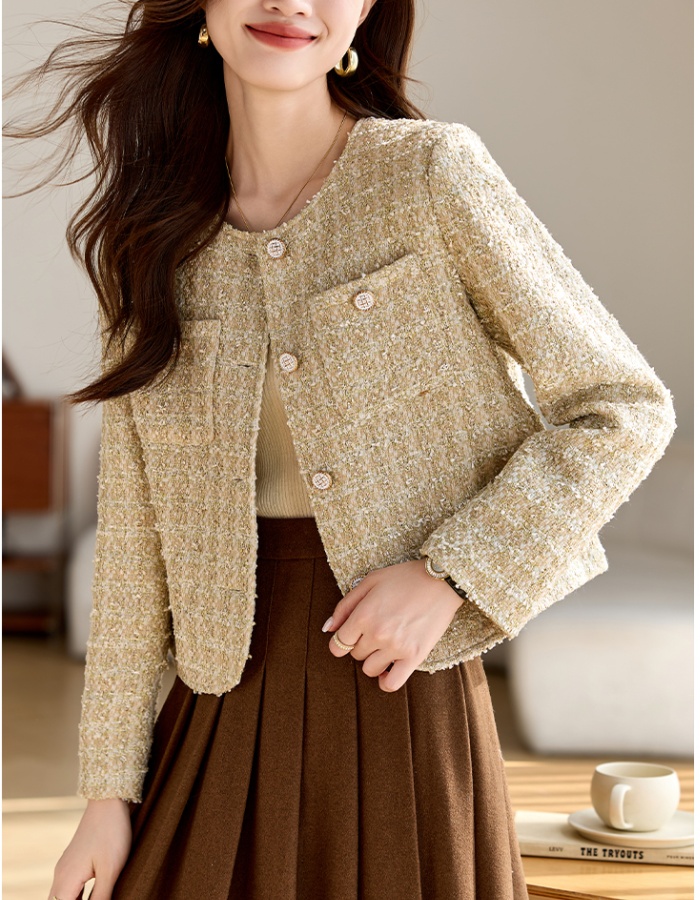 Coarse flower short temperament retro colors coat for women