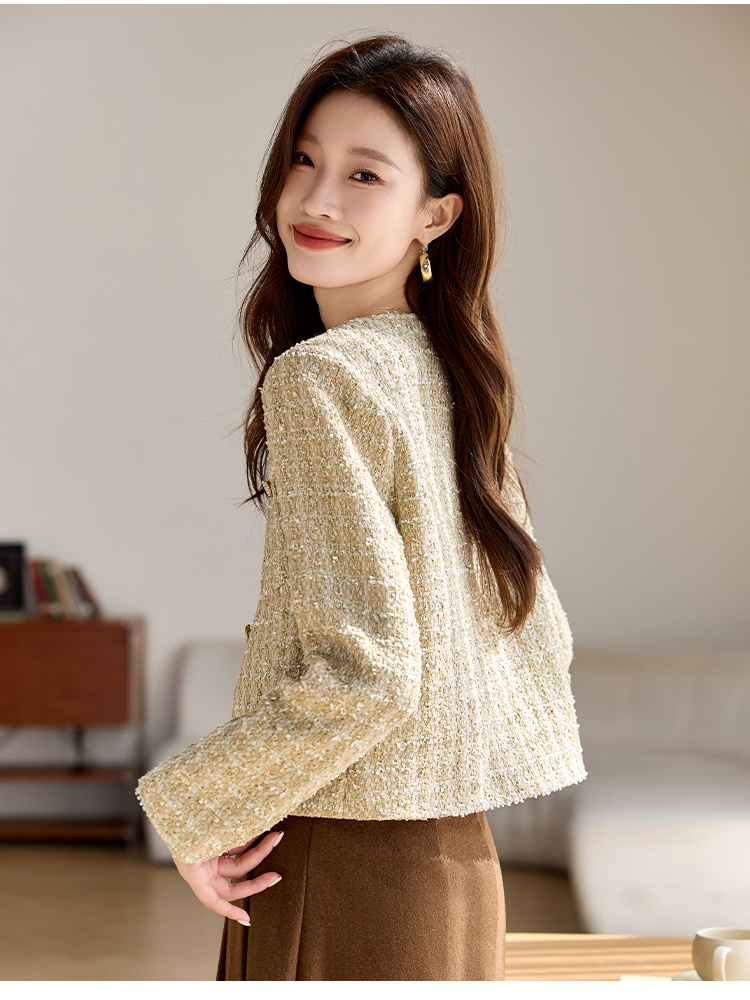 Coarse flower short temperament retro colors coat for women