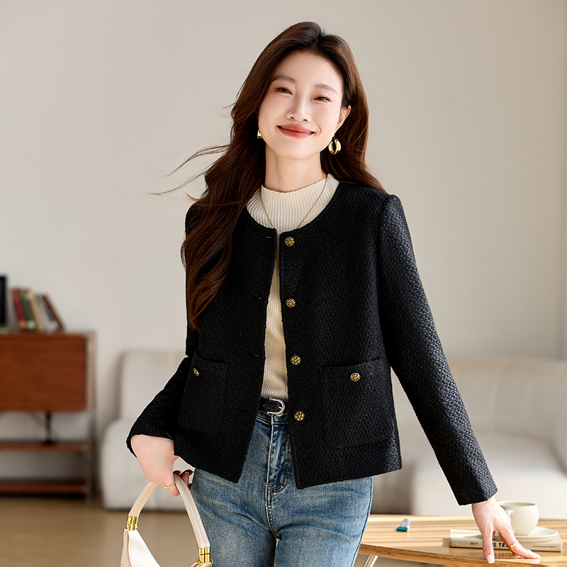 Black jacket coarse flower business suit for women