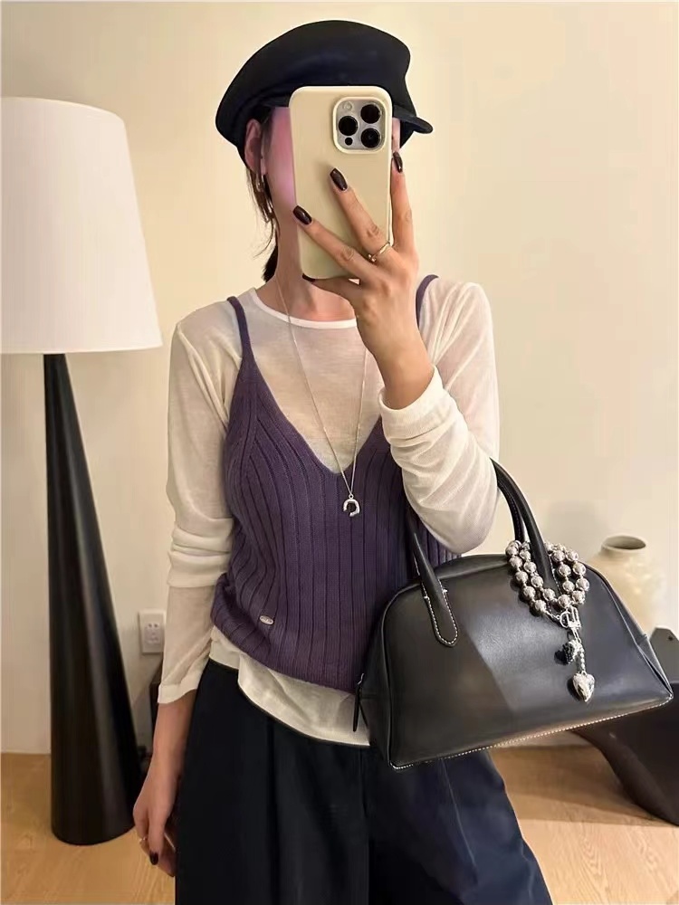 Sling all-match knitted vest temperament autumn tops