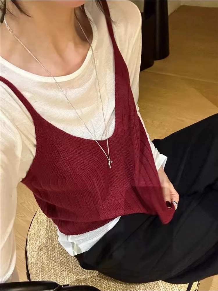 Sling all-match knitted vest temperament autumn tops