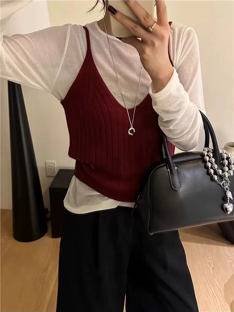 Sling all-match knitted vest temperament autumn tops