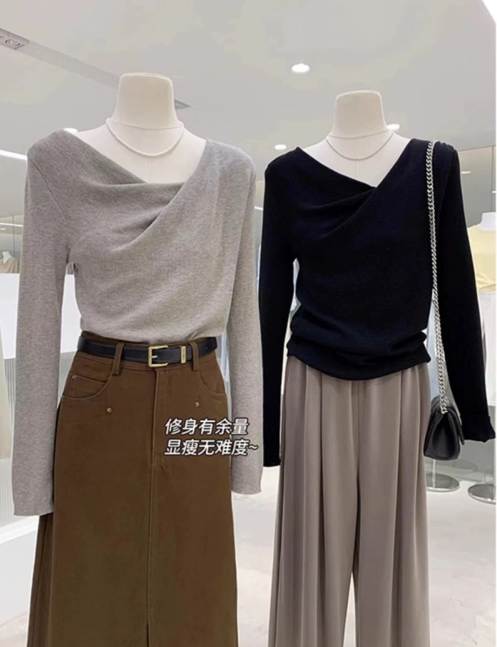 Long sleeve autumn pure T-shirt tender Korean style tops