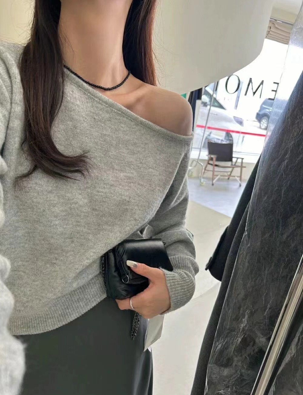 Flat shoulder tops autumn bottoming shirt for women