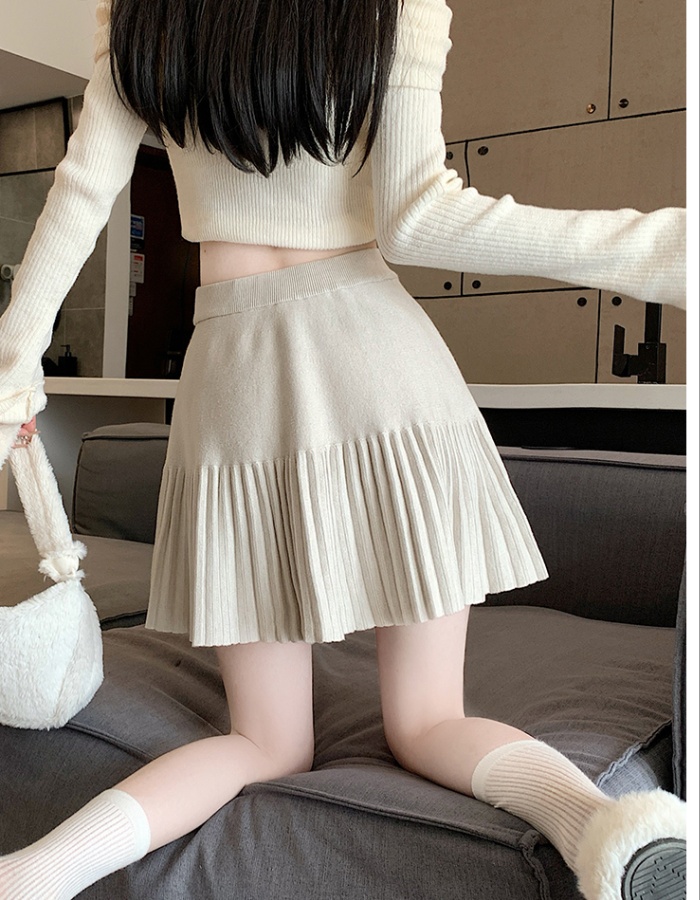 Pleated slim autumn short skirt A-line bow skirt for women